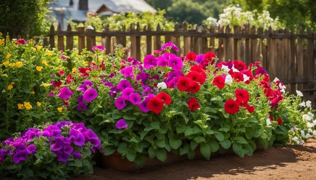 petunias in a garden
