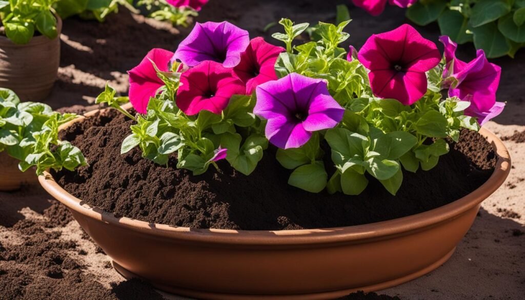 petunias in soil